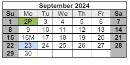 District School Academic Calendar for Parham Elementary School for September 2024