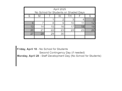 District School Academic Calendar for Roberta C. Cartwright Elementary School for April 2025