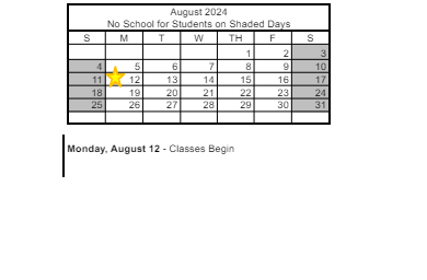 District School Academic Calendar for Twin Lakes Elementary School for August 2024