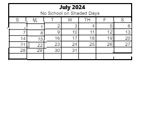 District School Academic Calendar for Twin Lakes Elementary School for July 2024