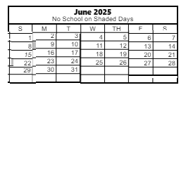 District School Academic Calendar for M. J. Christensen Elementary School for June 2025