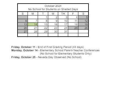 District School Academic Calendar for William E. Ferron Elementary School for October 2024