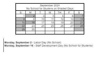 District School Academic Calendar for M. J. Christensen Elementary School for September 2024