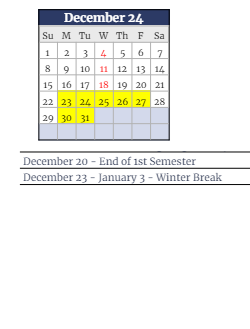 District School Academic Calendar for Clark Elementary School for December 2024