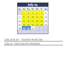 District School Academic Calendar for Clark Elementary School for July 2024