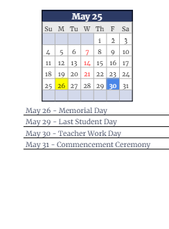 District School Academic Calendar for Clark Elementary School for May 2025