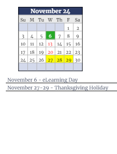 District School Academic Calendar for Clark Elementary School for November 2024