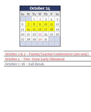 District School Academic Calendar for Clark Elementary School for October 2024
