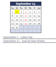 District School Academic Calendar for Clark Elementary School for September 2024