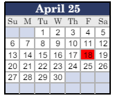 District School Academic Calendar for Clay City Jr-sr High School for April 2025