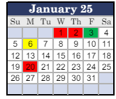 District School Academic Calendar for Clay City Jr-sr High School for January 2025