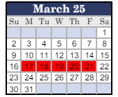 District School Academic Calendar for Clay City Jr-sr High School for March 2025