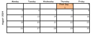 District School Academic Calendar for Roberta T. Smith Elementary School for August 2024