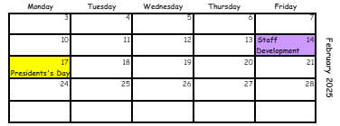 District School Academic Calendar for Riverdale Middle School for February 2025