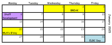 District School Academic Calendar for Martin Luther King, JR. Elementary School for January 2025