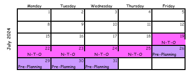 District School Academic Calendar for Morrow Elementary School for July 2024