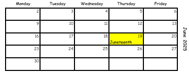 District School Academic Calendar for Morrow Middle School for June 2025