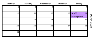 District School Academic Calendar for Suder Elementary School for March 2025