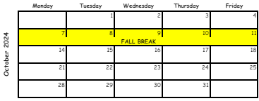 District School Academic Calendar for Oliver Elementary School for October 2024