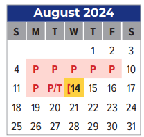 District School Academic Calendar for Galveston Co Jjaep for August 2024