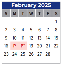 District School Academic Calendar for Galveston Co Jjaep for February 2025