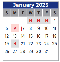District School Academic Calendar for P H Greene Elementary for January 2025