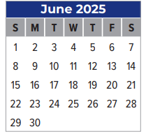 District School Academic Calendar for Clear Lake H S for June 2025