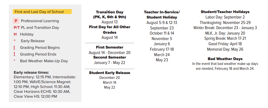 District School Academic Calendar Key for Brookside Intermediate