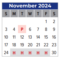 District School Academic Calendar for Victory Lakes Intermediate for November 2024