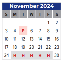 District School Academic Calendar for G H Whitcomb Elementary for November 2024