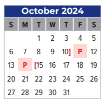 District School Academic Calendar for Galveston Co Jjaep for October 2024