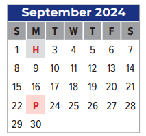 District School Academic Calendar for G H Whitcomb Elementary for September 2024