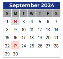 District School Academic Calendar for John F Ward Elementary for September 2024