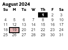 District School Academic Calendar for Baker Elementary School for August 2024