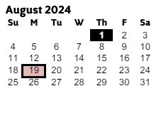 District School Academic Calendar for Tritt Elementary School for August 2024