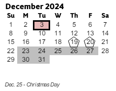 District School Academic Calendar for Addison Elementary School for December 2024