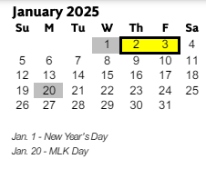 District School Academic Calendar for Sedalia Park Elementary School for January 2025