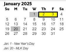 District School Academic Calendar for Green Acres Elementary School for January 2025