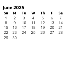 District School Academic Calendar for Varner Elementary School for June 2025