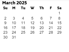 District School Academic Calendar for Mccall Primary School for March 2025