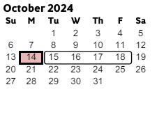 District School Academic Calendar for Norton Park Elementary School for October 2024