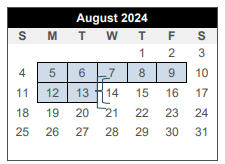 District School Academic Calendar for Forest Ridge for August 2024