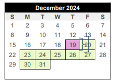 District School Academic Calendar for Center For Alternative Learning for December 2024