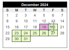 District School Academic Calendar for College Station Middle School for December 2024