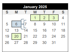District School Academic Calendar for Center For Alternative Learning for January 2025