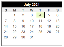 District School Academic Calendar for College Station Jjaep for July 2024