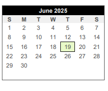 District School Academic Calendar for Rock Prairie Elementary for June 2025