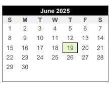 District School Academic Calendar for Oakwood Intermediate School for June 2025