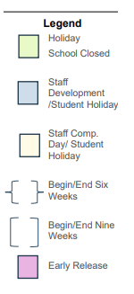 District School Academic Calendar Legend for A & M Cons High School