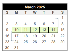 District School Academic Calendar for A & M Consolidated Middle School for March 2025